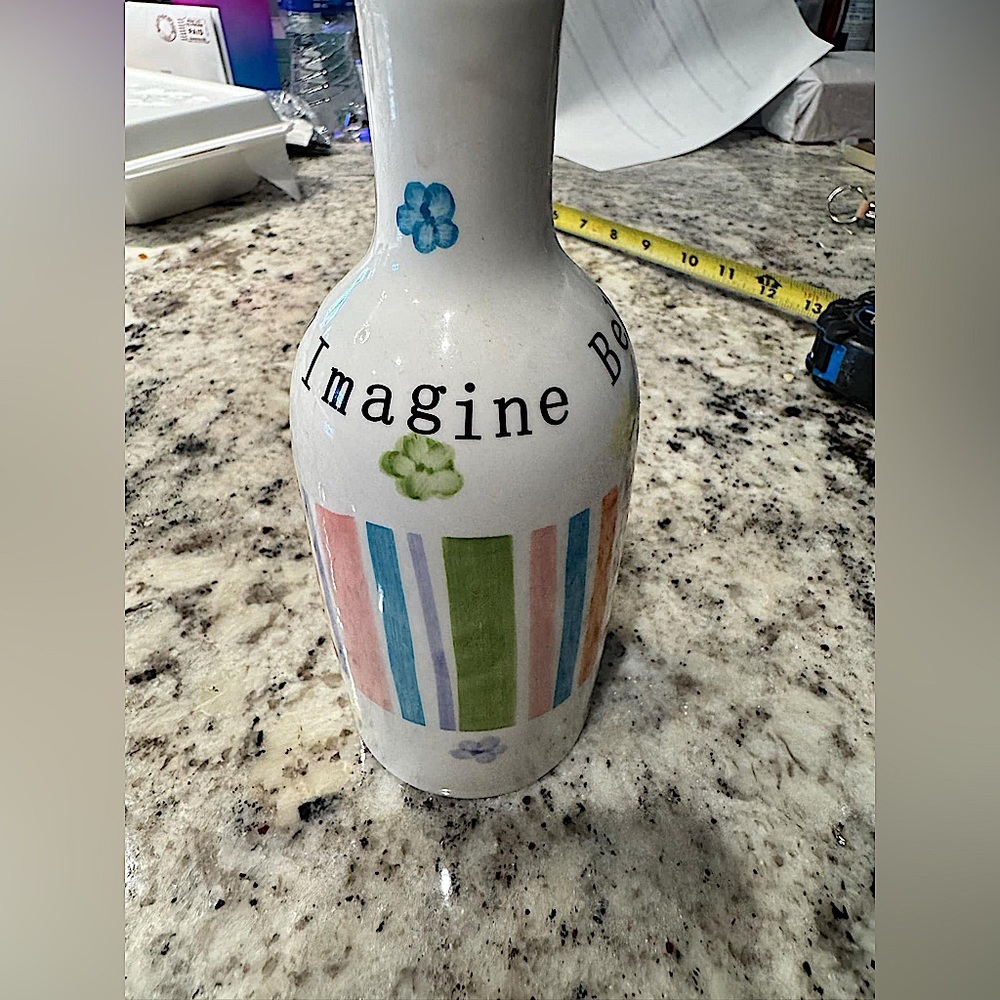 Believe dream Colorful Striped Vase 9.5in tall